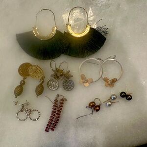 Lot of 9 Earrings Fall Autumn Jewelry Costume